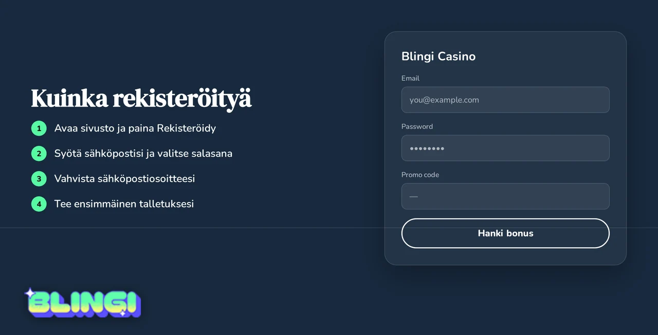 Rekisteröintilomake täytä bonusta varten.
